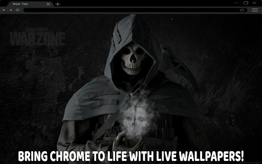 Ghost Skull Mask Call Of Duty Warzone Live Wallpaper  from Chrome web store to be run with OffiDocs Chromium online