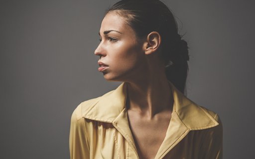 Girl looking sideways  from Chrome web store to be run with OffiDocs Chromium online