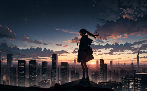 Girl on the City’s Peak at Dawn  from Chrome web store to be run with OffiDocs Chromium online