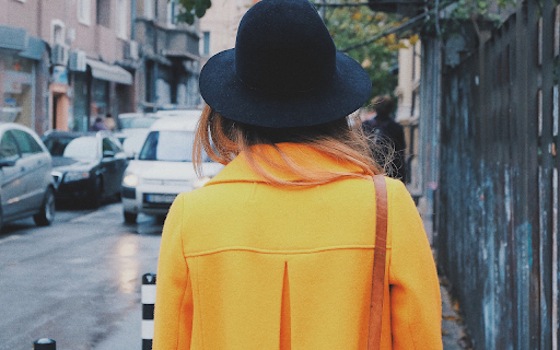 Girl walking on the street  from Chrome web store to be run with OffiDocs Chromium online