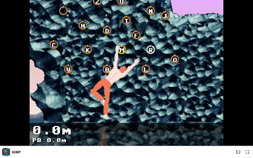 GIRP Game Climb the wall using your keyboard skills! from Chrome web store to be run with OffiDocs Chromium online GIRP Game Climb the wall using your keyboard skills! from Chrome web store to be run with OffiDocs Chromium online