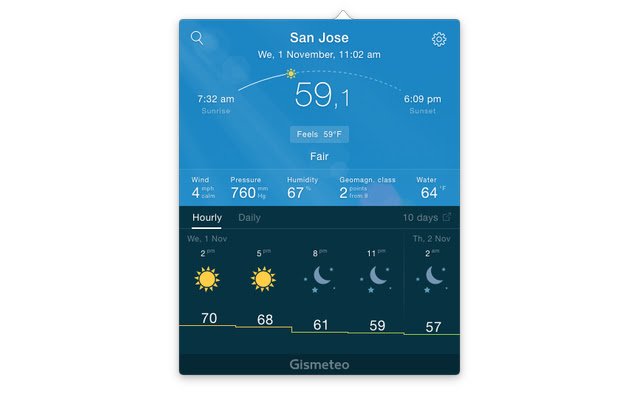 Gismeteo  from Chrome web store to be run with OffiDocs Chromium online