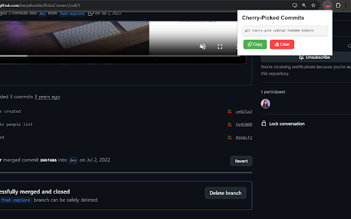 Git Cherry Pick Helper  from Chrome web store to be run with OffiDocs Chromium online