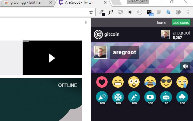 gitcoingg de la boutique en ligne Chrome doit être exécuté avec OffiDocs Chromium en ligne