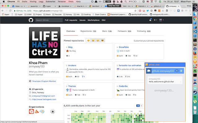 github-chat vanuit de Chrome-webwinkel om te worden uitgevoerd met OffiDocs Chromium online