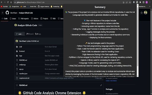 Github Code Analyzer  from Chrome web store to be run with OffiDocs Chromium online