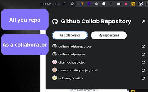 Github Collab Repository  from Chrome web store to be run with OffiDocs Chromium online
