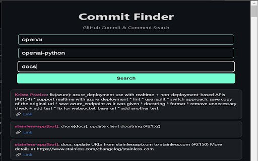 GitHub Commit  Comment Search  from Chrome web store to be run with OffiDocs Chromium online