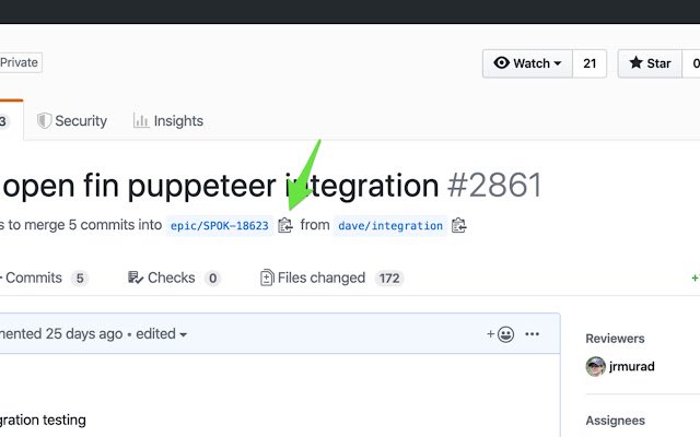 GitHub Copy Base Branch  from Chrome web store to be run with OffiDocs Chromium online