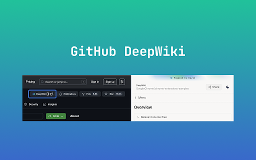 GitHub DeepWiki  from Chrome web store to be run with OffiDocs Chromium online