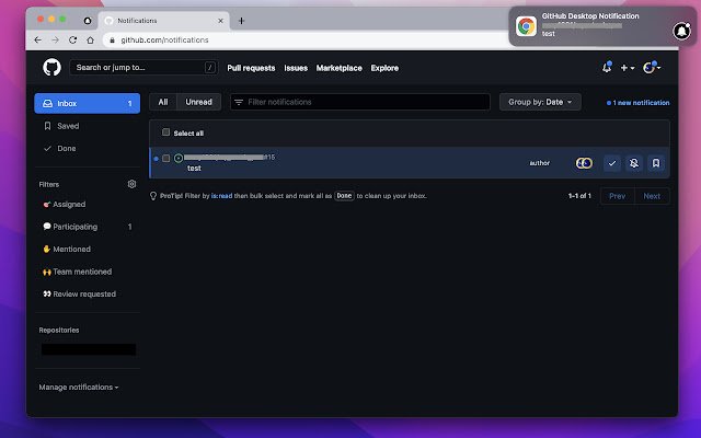 Chrome ウェブストアからの GitHub デスクトップ通知を OffiDocs Chromium オンラインで実行する