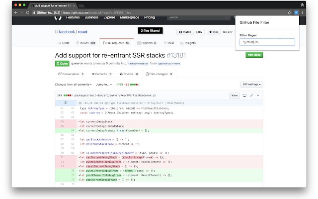 מסנן GitHub מחנות האינטרנט של Chrome שיופעל עם OffiDocs Chromium מקוון