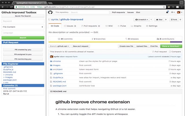 Github Improved  from Chrome web store to be run with OffiDocs Chromium online