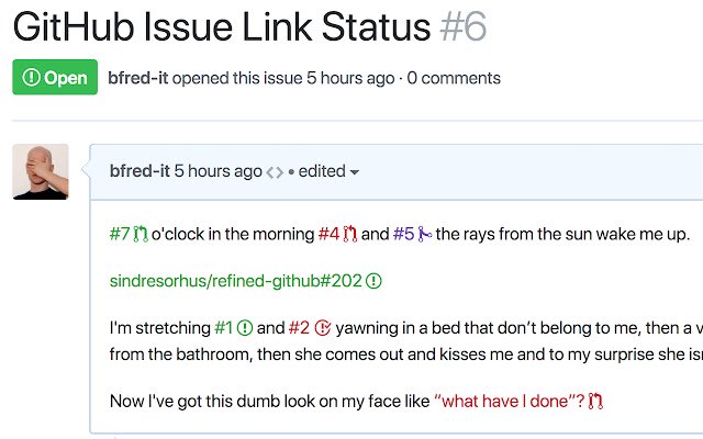 GitHub Issue Link Status de Chrome web store para ejecutarse con OffiDocs Chromium en línea