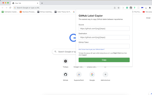 GitHub Label Copier  from Chrome web store to be run with OffiDocs Chromium online