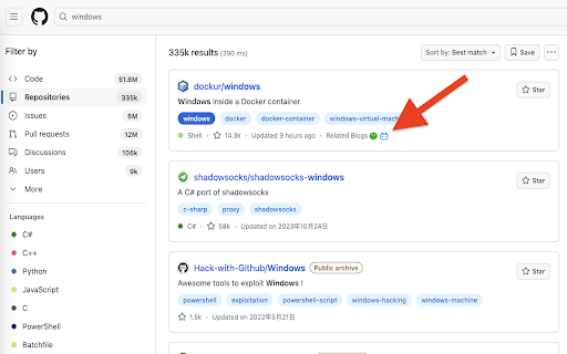 GitHub Linker  from Chrome web store to be run with OffiDocs Chromium online