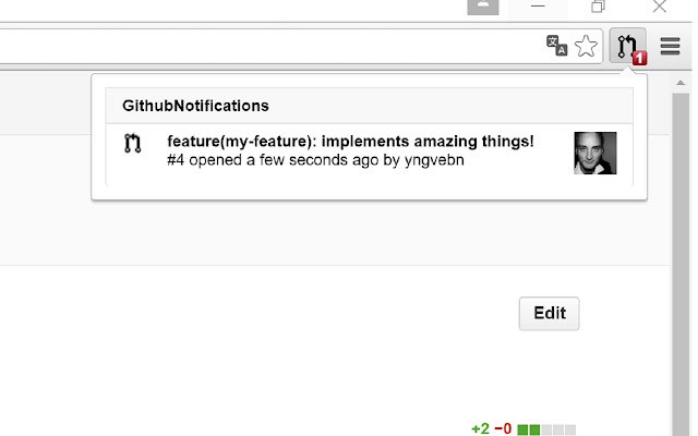 Github Notifications  from Chrome web store to be run with OffiDocs Chromium online