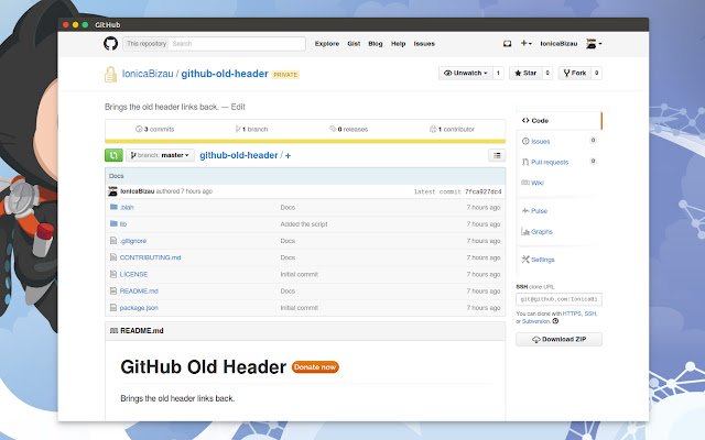 GitHub Old Headerin Chrome with by OffiDocs for