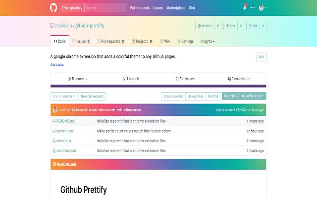 GitHub Prettify  from Chrome web store to be run with OffiDocs Chromium online