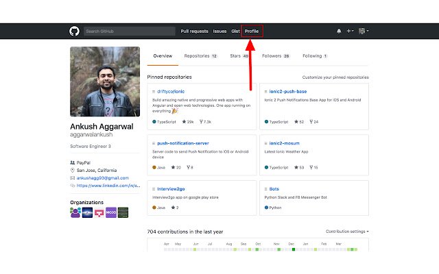Github Profile Shortcut  from Chrome web store to be run with OffiDocs Chromium online