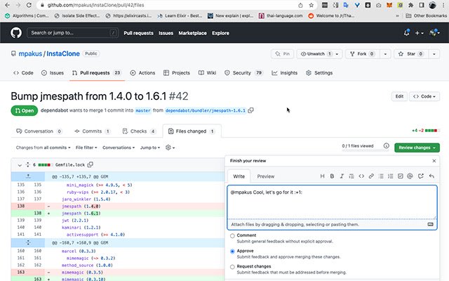 Github PR review mula sa Chrome web store na tatakbo sa OffiDocs Chromium online