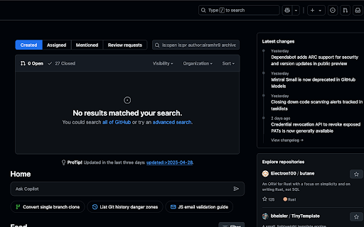 GitHub PRs in home page  from Chrome web store to be run with OffiDocs Chromium online