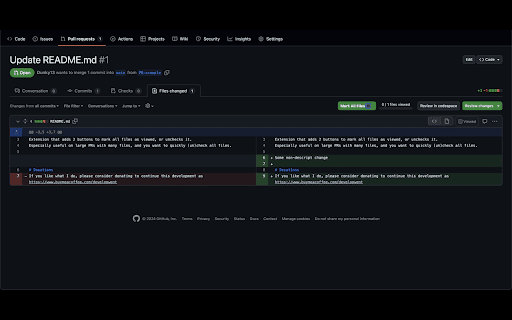 GitHub Pull Request Mark All Files as  from Chrome web store to be run with OffiDocs Chromium online