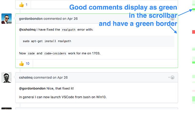 GitHub reactions minimap  from Chrome web store to be run with OffiDocs Chromium online