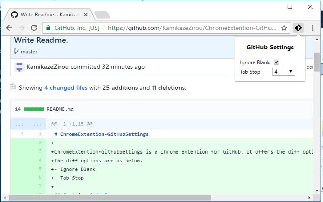 GitHub Settings  from Chrome web store to be run with OffiDocs Chromium online