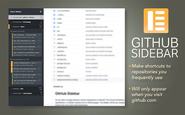 Github Sidebar  from Chrome web store to be run with OffiDocs Chromium online