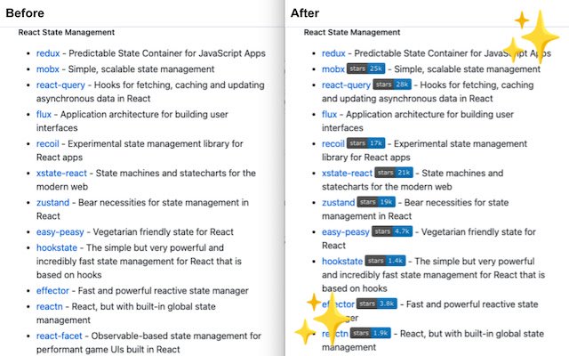 GitHub Stargazer  from Chrome web store to be run with OffiDocs Chromium online