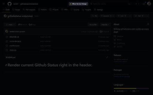 Github Status Monitor  from Chrome web store to be run with OffiDocs Chromium online