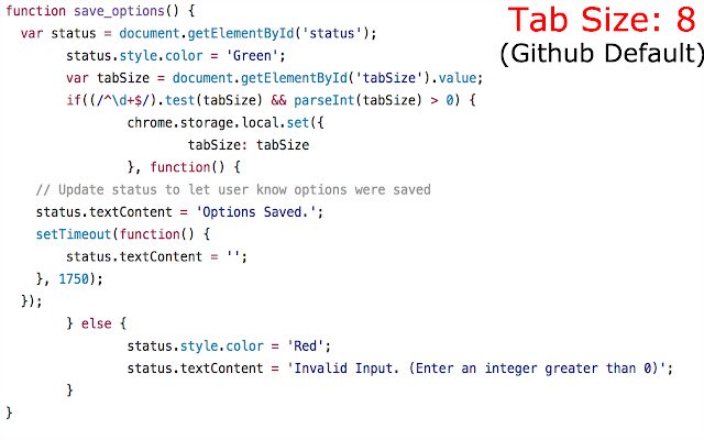 Github Tab Size Manager de Chrome web store se ejecutará con OffiDocs Chromium en línea