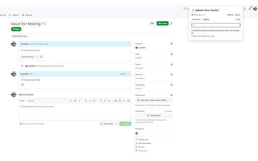 GitHub Time Tracker  from Chrome web store to be run with OffiDocs Chromium online