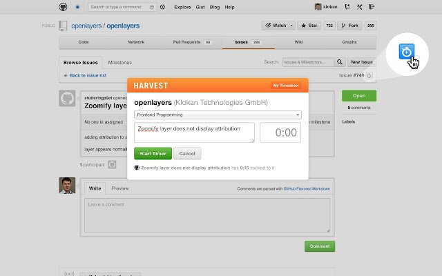 GitHub Time Tracking  from Chrome web store to be run with OffiDocs Chromium online