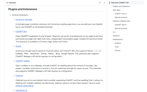 GitHub TOC Sidebar  from Chrome web store to be run with OffiDocs Chromium online