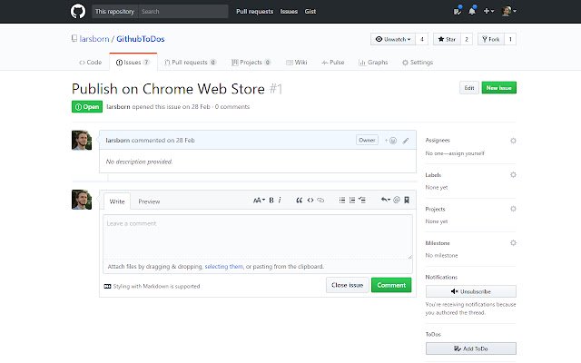 GithubToDos ຈາກຮ້ານເວັບ Chrome ທີ່ຈະດໍາເນີນການກັບ OffiDocs Chromium ອອນໄລນ໌