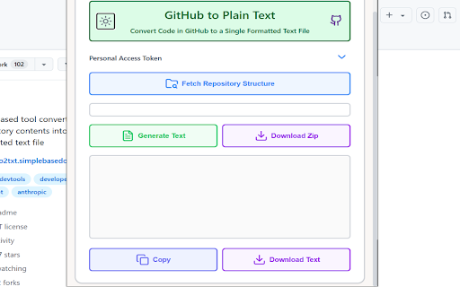 GitHub to Plain Text Converter  from Chrome web store to be run with OffiDocs Chromium online