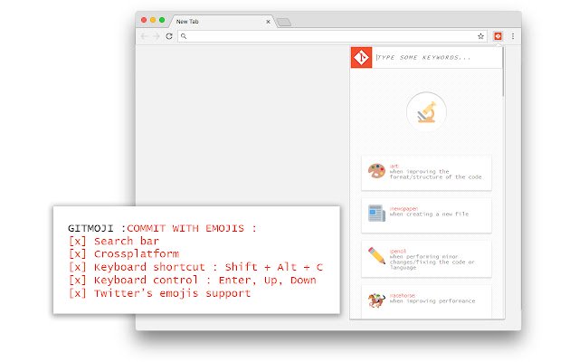 Git Moji Git commits enhancer  from Chrome web store to be run with OffiDocs Chromium online