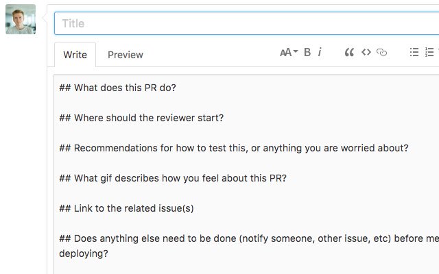 Git-Pull-Request-Vorlagen aus dem Chrome-Webshop, die mit OffiDocs Chromium online ausgeführt werden sollen