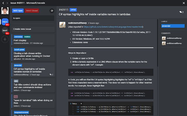 Gitssue  from Chrome web store to be run with OffiDocs Chromium online