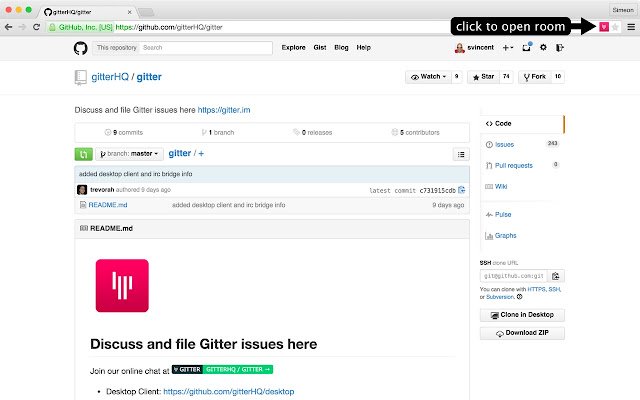 Gitter Helper for GitHub  from Chrome web store to be run with OffiDocs Chromium online