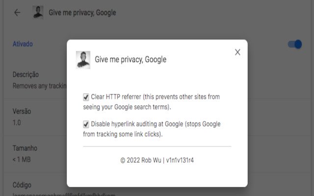 Give me privacy, Google  from Chrome web store to be run with OffiDocs Chromium online