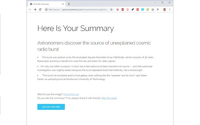 Give Me Summary  from Chrome web store to be run with OffiDocs Chromium online
