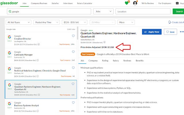 Chỉ số giá Glassdoor Mức lương đã điều chỉnh từ cửa hàng trực tuyến Chrome sẽ được chạy bằng OffiDocs trực tuyến