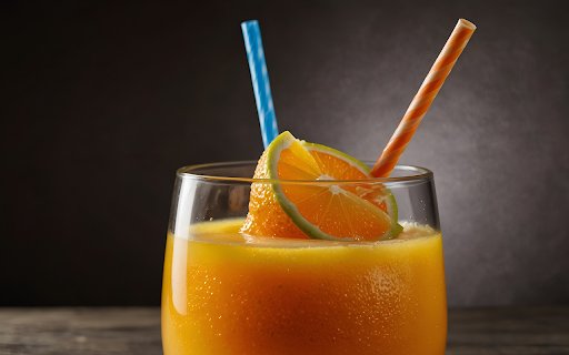 Glass of orange juice and two straws  from Chrome web store to be run with OffiDocs Chromium online