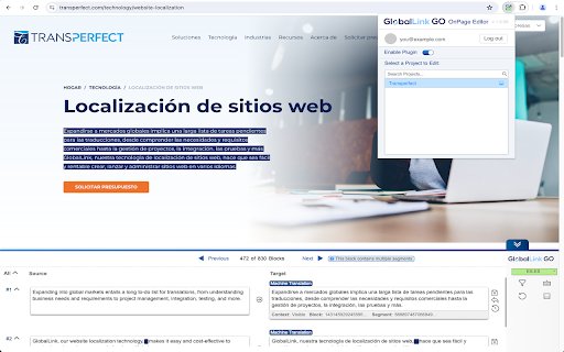 GlobalLink GO OnPage Editor  from Chrome web store to be run with OffiDocs Chromium online