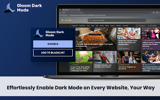 Gloom Dark Mode  from Chrome web store to be run with OffiDocs Chromium online