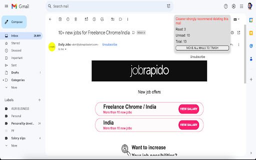 Gmail Cleaner  from Chrome web store to be run with OffiDocs Chromium online