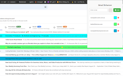Gmail Enhancer  from Chrome web store to be run with OffiDocs Chromium online